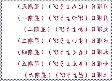 金木水火土 星期 日本